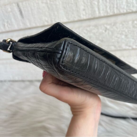 KATE SPADE Black Leather Croc Embossed Madison Knott Rosie Crossbody - Picture 6 of 11